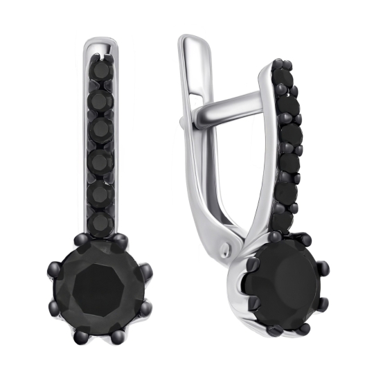 Серьги из серебра с гранатами и фианитами