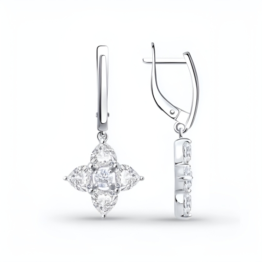 Серьги из серебра с фианитами