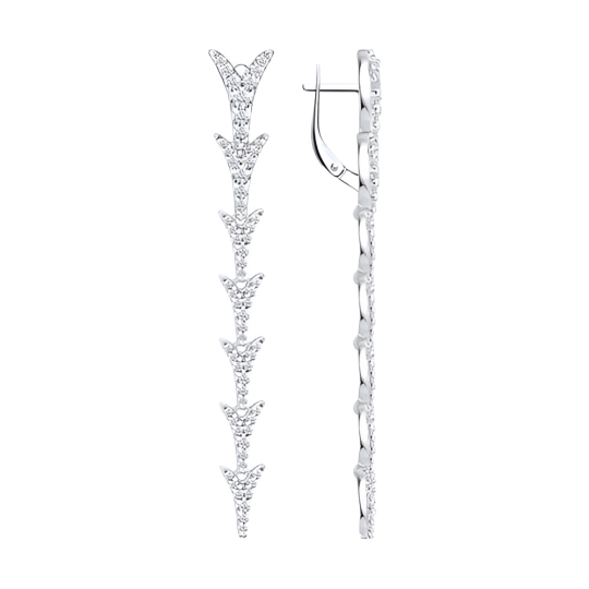 Серьги из серебра с фианитами