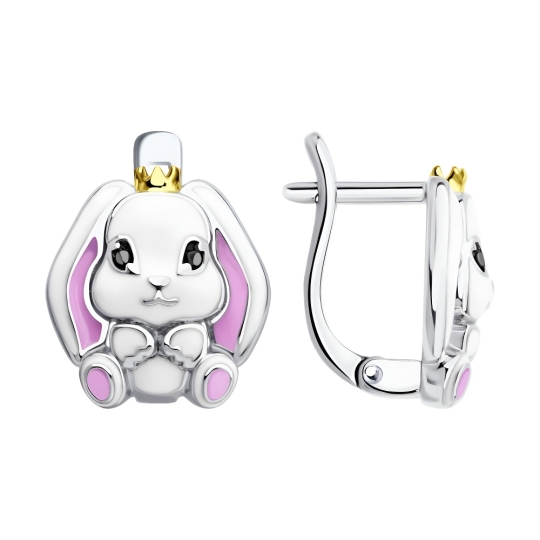 Серьги из серебра с ювелирными кристаллами Топаз Sky и фианитами