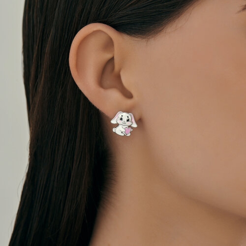 Серьги из серебра с фианитами 