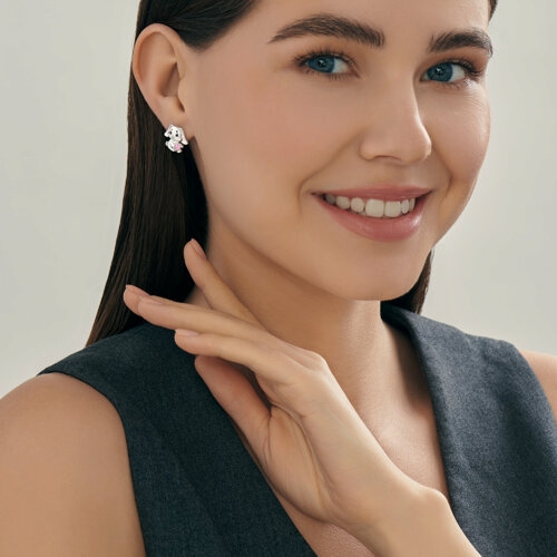 Серьги из серебра с фианитами 