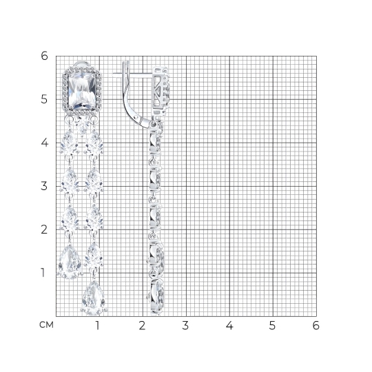 Одиночная серьга-трансформер из серебра, покрытие Вермель золото 999 пробы