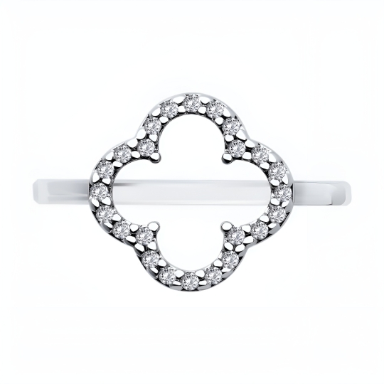 Кольцо из серебра с фианитами,  покрытие Вермель золото 999 пробы