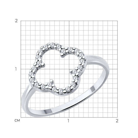 Кольцо из серебра с фианитами,  покрытие Вермель золото 999 пробы