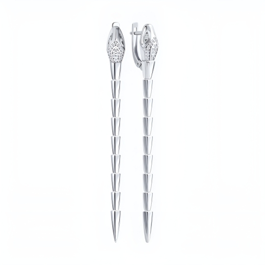 Серьги из серебра с фианитами, покрытие Вермель золото 999 пробы