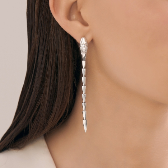 Серьги из серебра с фианитами, покрытие Вермель золото 999 пробы