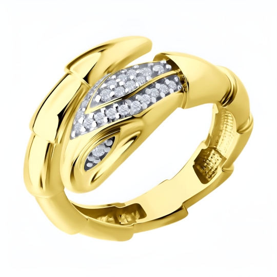 Браслет из серебра с фианитами, покрытие Вермель золото 999 пробы