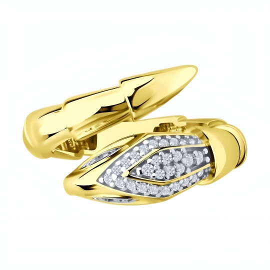 Браслет из серебра с фианитами, покрытие Вермель золото 999 пробы