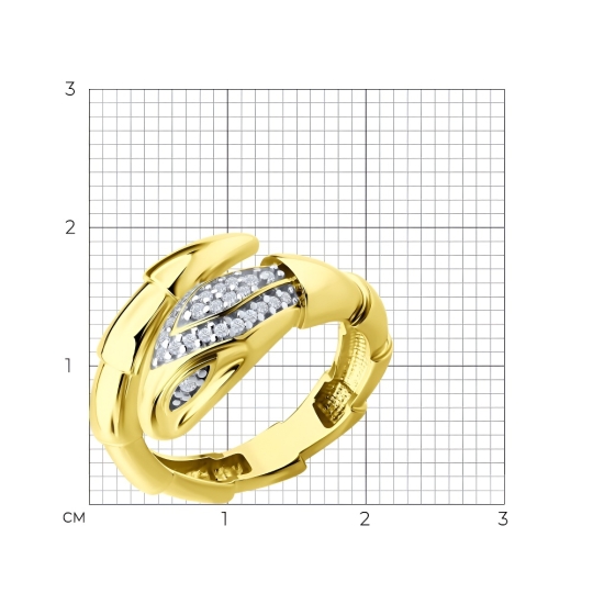 Браслет из серебра с фианитами, покрытие Вермель золото 999 пробы
