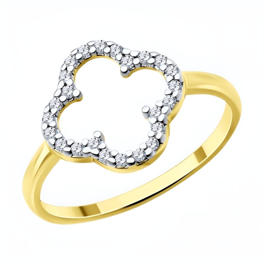 Кольцо из серебра с ювелирным кристаллом и фианитами