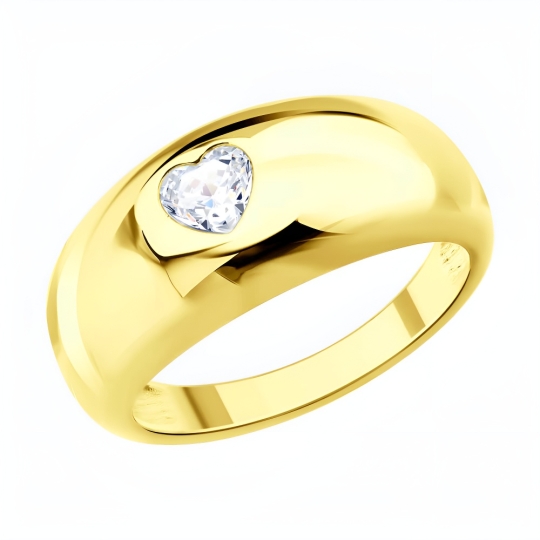 Кольцо из серебра с сапфировым корундом и фианитами