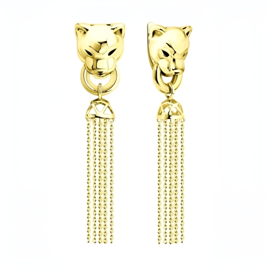 Серьги из серебра с позолотой и фианитами