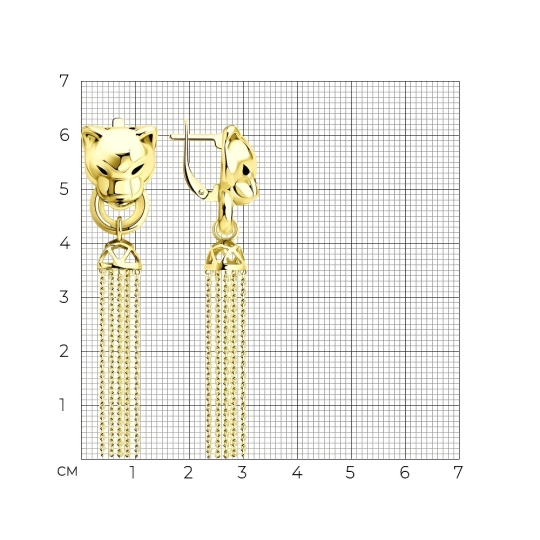 Серьги из серебра с позолотой и фианитами