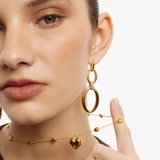 Колье из серебра с кварцем и фианитами