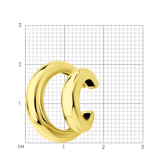 Серьга-кафф из серебра, покрытие Вермель золото 999 пробы