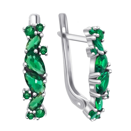 Серьги из серебра с фианитами 