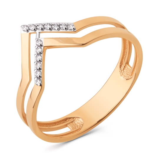 Кольцо из золота с агатами и фианитами 