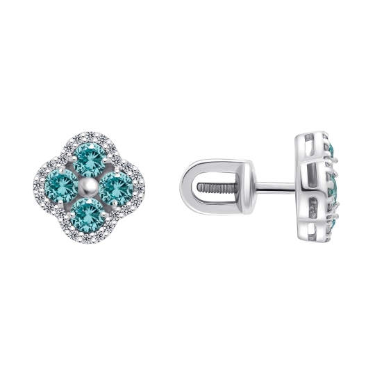 Серьги из серебра с фианитами