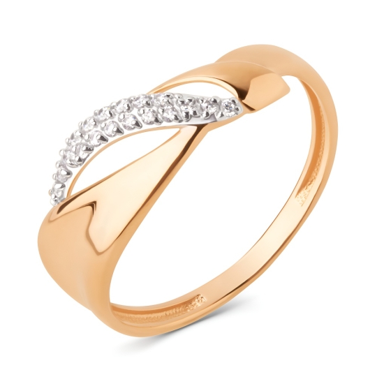 Кольцо из золота с турмалином и фианитами