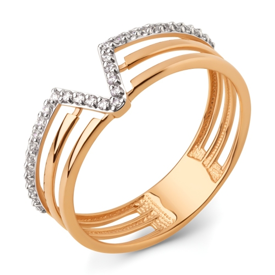 Кольцо из лимонного золота с бриллиантами