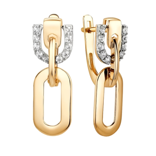 Серьги из золота с фианитами