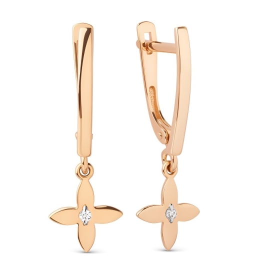 Серьги из лимонного золота с фианитами