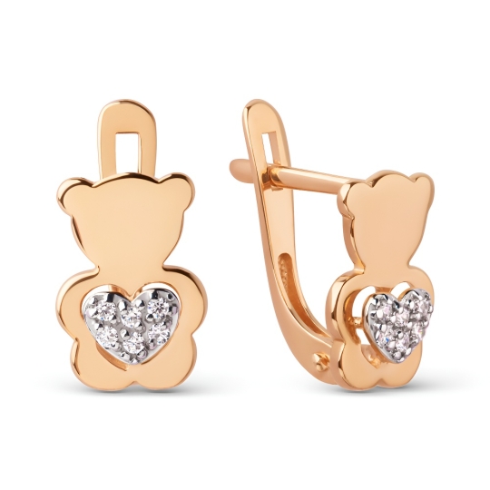 Серьги из золота с бриллиантами и "танцующими" бриллиантами