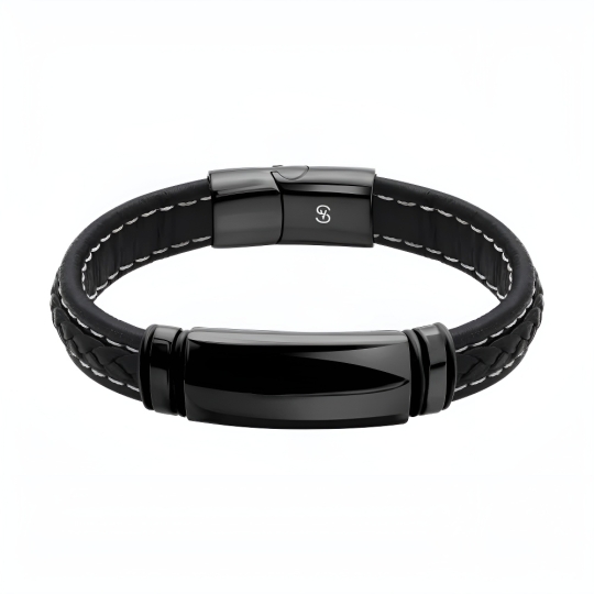 Браслет из кожи со вставками из стали