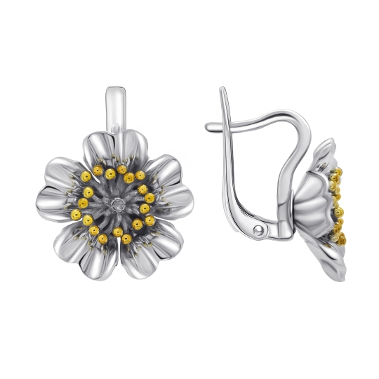 Серьги из серебра с фианитами