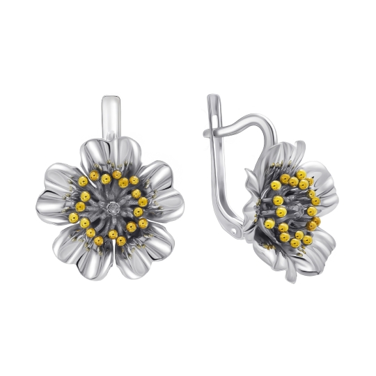 Серьги из серебра с фианитами