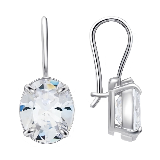 Серьги из серебра с фианитами и эмалью