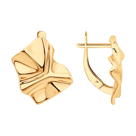 Серьги из серебра с фианитами, покрытие Вермель золото 999 пробы