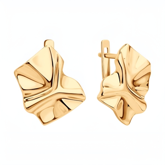 Серьги из серебра с фианитами, покрытие Вермель золото 999 пробы