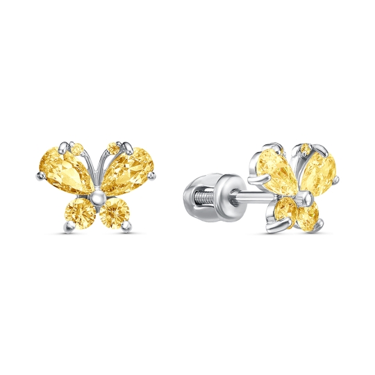 Серьги из серебра с ювелирными кристаллами