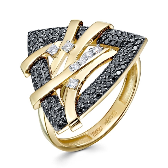 Кольцо из золота с топазом и фианитами