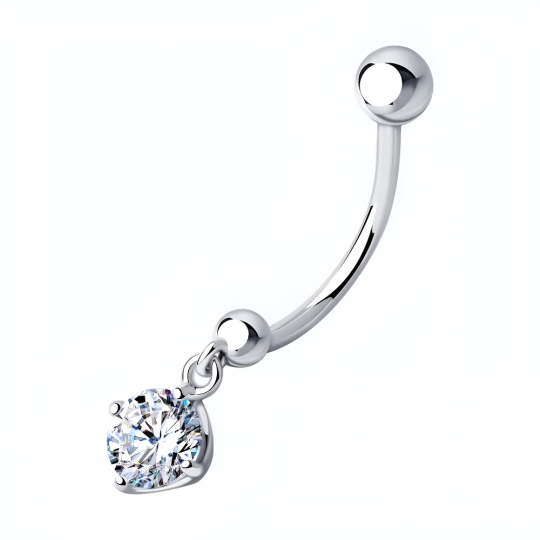 Пирсинг для носа из серебра с фианитом