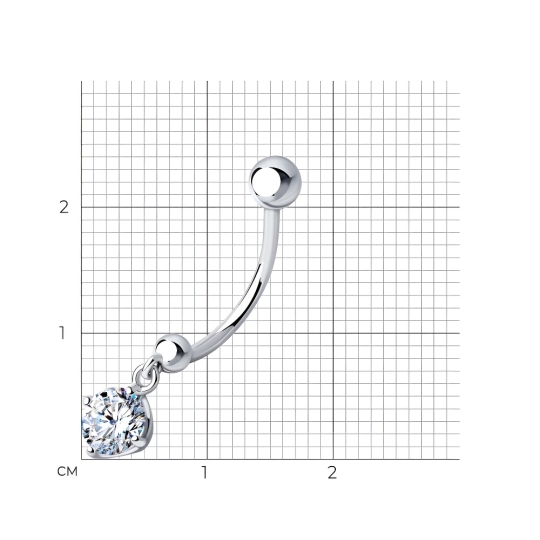 Пирсинг для носа из серебра с фианитом