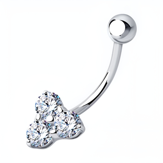 Пирсинг для носа из серебра с фианитом