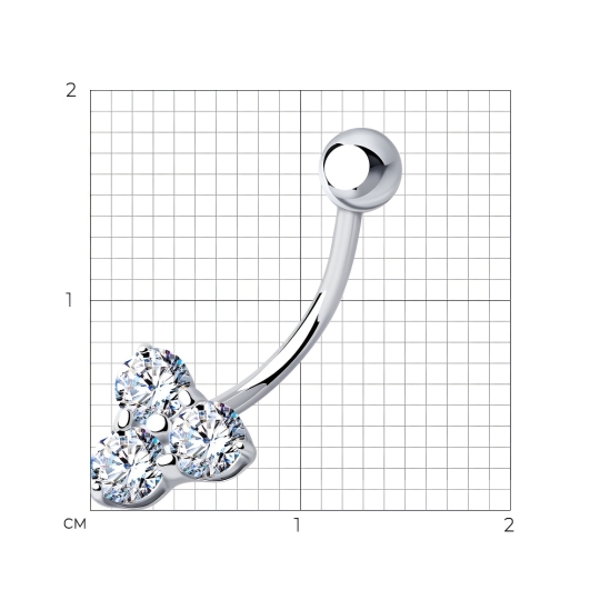Пирсинг для носа из серебра с фианитом