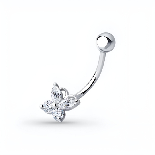 Пирсинг для носа из серебра с фианитом