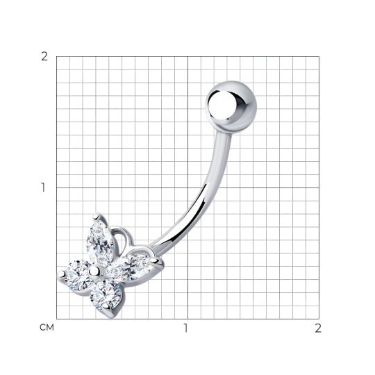 Пирсинг для носа из серебра с фианитом