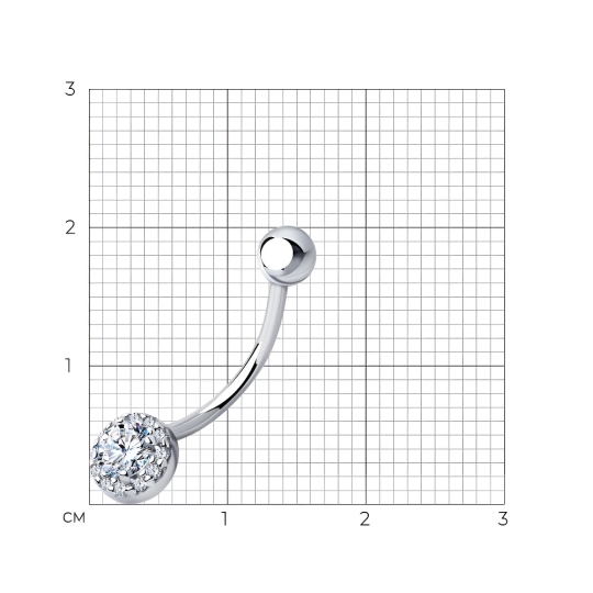 Пирсинг для носа из серебра с фианитом