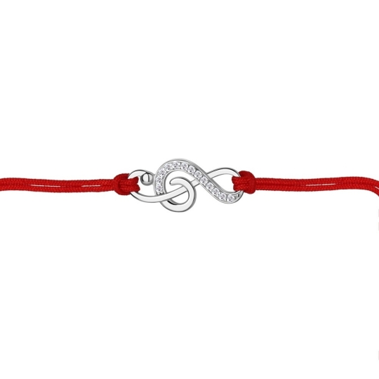 Браслет "красная нить" из серебра