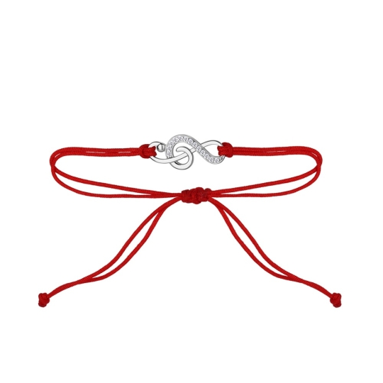 Браслет "красная нить" из серебра