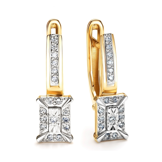 Серьги из белого золота с выращенными бриллиантами