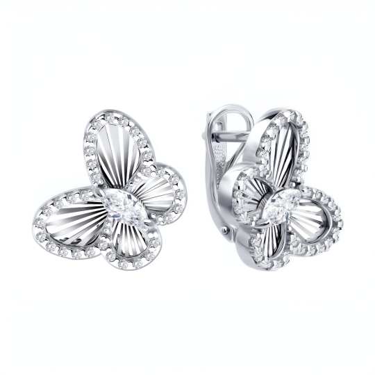 Серьги из серебра с фианитами