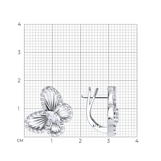 Серьги из серебра с фианитами
