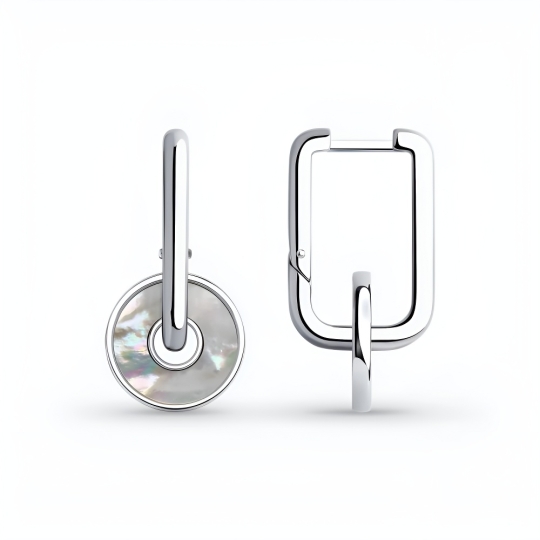 Серьга-кафф из серебра с фианитами "Ящерица"