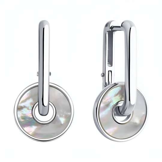 Серьга-кафф из серебра с фианитами "Ящерица"